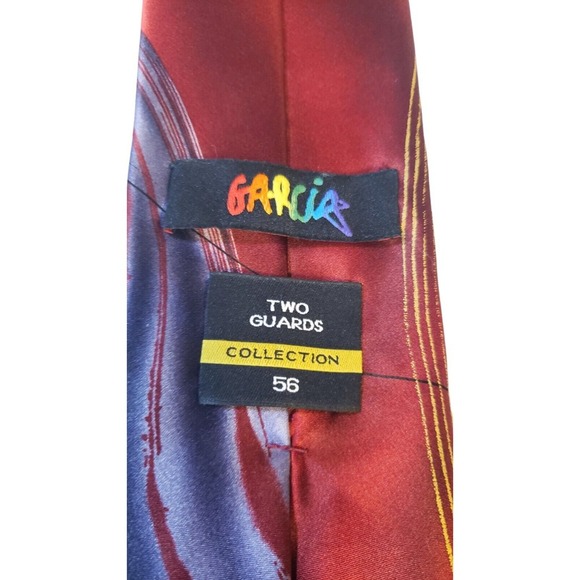 Garcia 'Two Guards' Neck Tie Mens Silk Red Purple Abstract Collection 56 Artwear - Picture 5 of 12